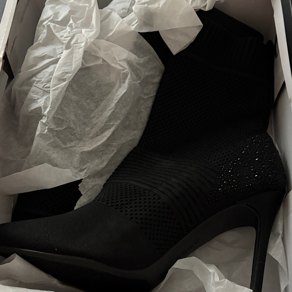bebe Black Heeled Boots